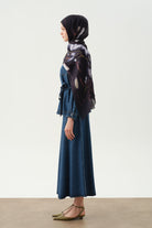 Kuşaklı Ceket Etek Takım - İndigo TUGBA