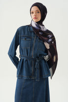 Kuşaklı Ceket Etek Takım - İndigo TUGBA