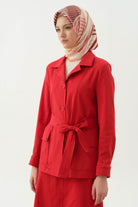 Kuşaklı Cepli Ceket - Mercan TUGBA