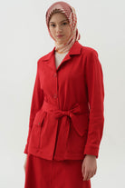 Kuşaklı Cepli Ceket - Mercan TUGBA