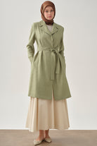 Kuşaklı Jakar Ceket - Mint TUGBA