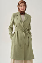 Kuşaklı Jakar Ceket - Mint TUGBA