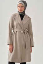 Kuşaklı Jakar Ceket - Taş TUGBA