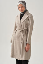 Kuşaklı Jakar Ceket - Taş TUGBA