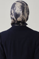 İzel Twill İpek Eşarp - Lacivert TUGBA