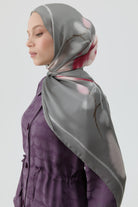 Letafet Şifon İpek Şal - Gri TUGBA