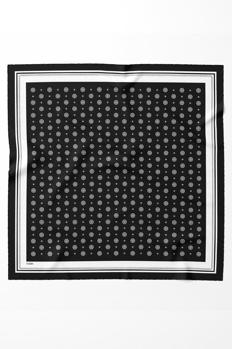 Lina %100 Twill İpek Eşarp - Siyah TUĞBA