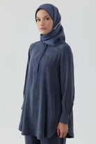 Mana Twill İpek Eşarp - Lacivert TUGBA