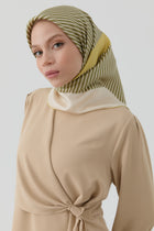 Mana Twill İpek Eşarp - Olive TUGBA
