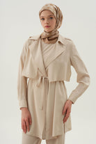 Manşetli Salaş Ceket - Ekru TUGBA