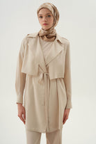 Manşetli Salaş Ceket - Ekru TUGBA