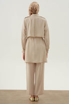 Manşetli Salaş Ceket - Ekru TUGBA