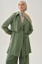 Manşetli Salaş Ceket - Göl Yeşili TUGBA