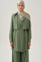 Manşetli Salaş Ceket - Göl Yeşili TUGBA