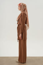 Manşetli Salaş Ceket - Kahve TUGBA