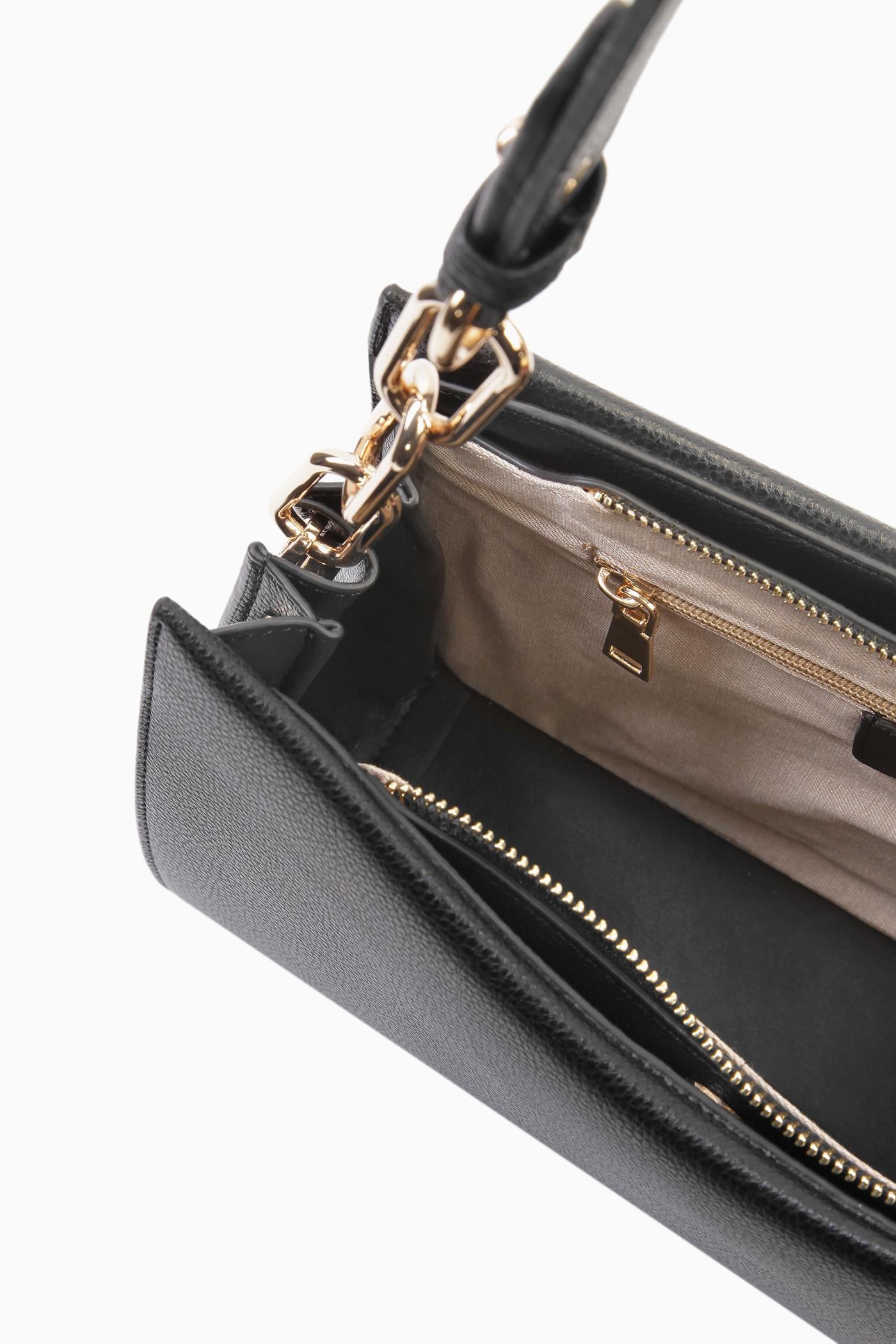 Metal Aksesuarlı Satchel Çanta - Siyah TUGBA