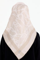 Monokrom Desenli Stil Eşarp - Ekru TUGBA