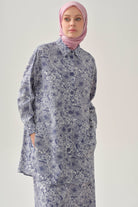 Multi Çiçek Desenli Aplike Cepli Tunik - İndigo TUGBA