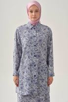 Multi Çiçek Desenli Aplike Cepli Tunik - İndigo TUGBA