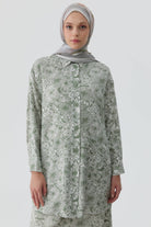Multi Çiçek Desenli Aplike Cepli Tunik - Mint TUGBA