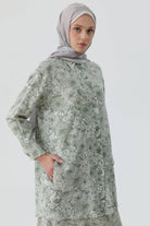 Multi Çiçek Desenli Aplike Cepli Tunik - Mint TUGBA