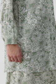 Multi Çiçek Desenli Aplike Cepli Tunik - Mint TUGBA