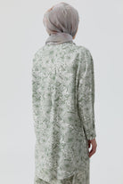 Multi Çiçek Desenli Aplike Cepli Tunik - Mint TUGBA