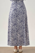 Multi Çiçek Desenli Çan Etek - İndigo TUGBA