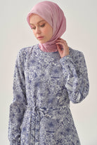 Multi Çiçek Desenli Elbise - İndigo TUGBA