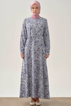 Multi Çiçek Desenli Elbise - İndigo TUGBA