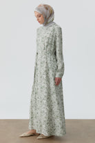 Multi Çiçek Desenli Elbise - Mint TUGBA