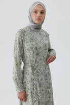 Multi Çiçek Desenli Elbise - Mint TUGBA