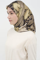 Multi Flower Desenli Sura İpek Eşarp - Fıstık Yeşili TUGBA