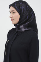 Multi Flower Desenli Sura İpek Eşarp - Lacivert TUGBA