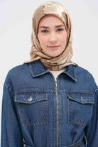 Multi Flower Desenli Sura İpek Eşarp - Vizon TUGBA