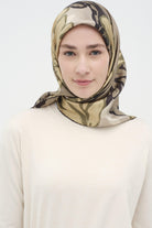 Multi Flower Desenli Twill İpek Eşarp - Fıstık Yeşili TUGBA