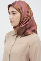 Multi Flower Desenli Twill İpek Eşarp - Gül Kurusu TUGBA
