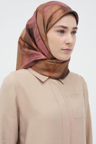 Multi Flower Desenli Twill İpek Eşarp - Gül Kurusu TUGBA
