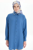 Nakış Detaylı Tunik - İndigo TUGBA