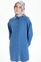 Nakış Detaylı Tunik - İndigo TUGBA