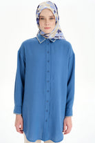 Nakış Detaylı Tunik - İndigo TUGBA