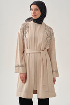 Nakışlı Ceket Bluz Takım - Bej TUGBA