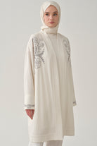 Nakışlı Ceket Bluz Takım - Ekru TUGBA