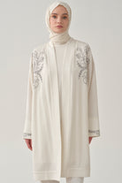 Nakışlı Ceket Bluz Takım - Ekru TUGBA