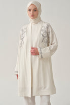 Nakışlı Ceket Bluz Takım - Ekru TUGBA