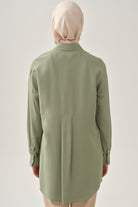 Nakışlı Düşük Kollu Gömlek - Mint TUGBA