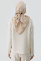 Nakışlı Taşlı Örme Sweat - Ekru TUGBA