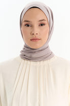 Natural Çizgisel Desenli Şal - Taş TUGBA