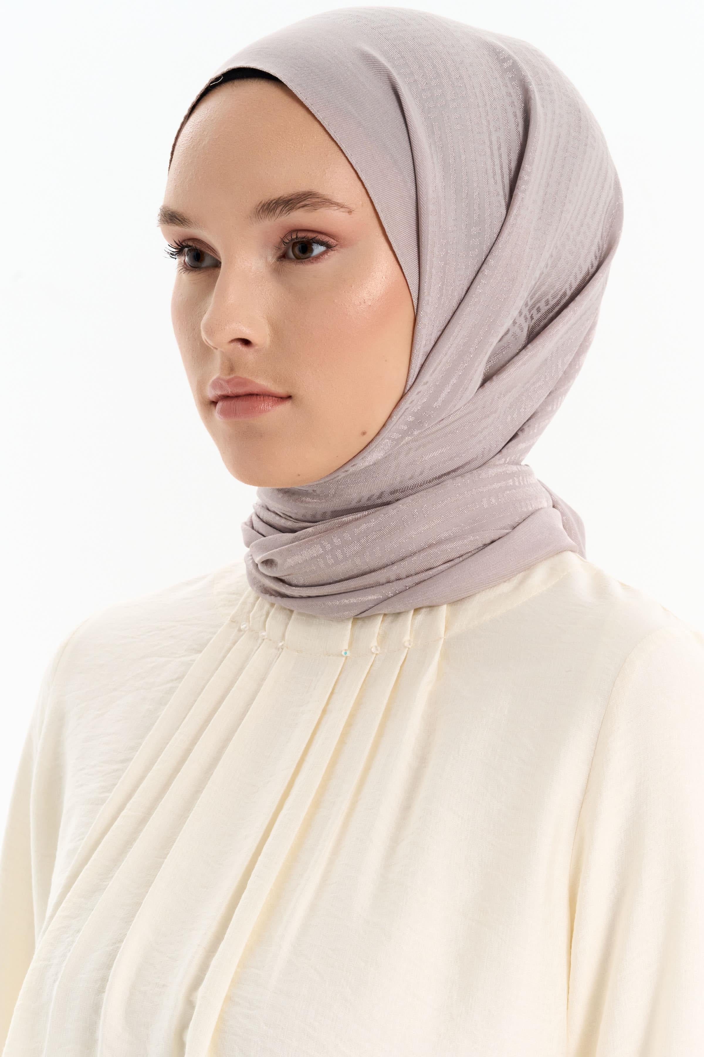 Natural Çizgisel Desenli Şal - Taş TUGBA