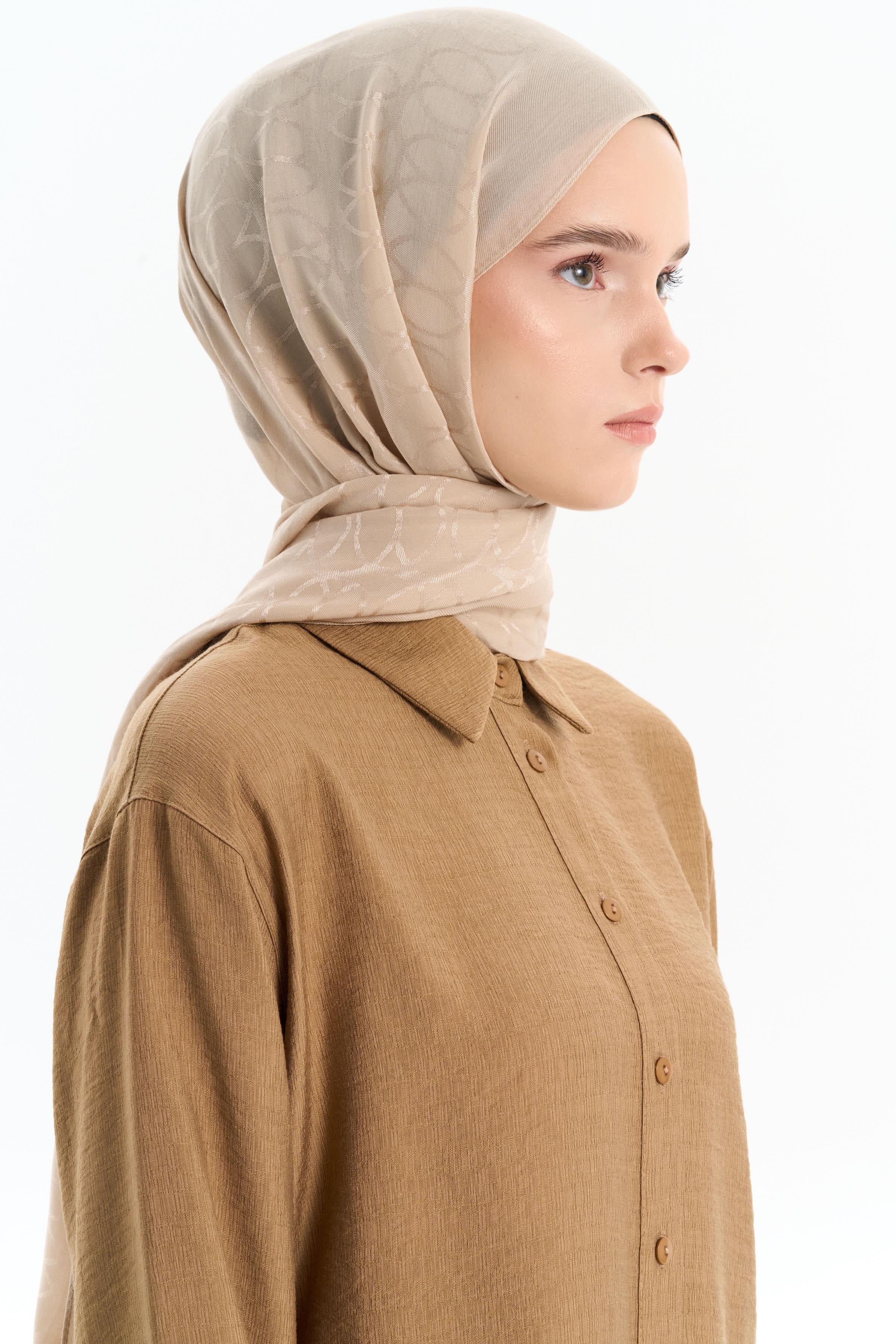 Natural Dairesel Desenli Şal - Bej TUGBA